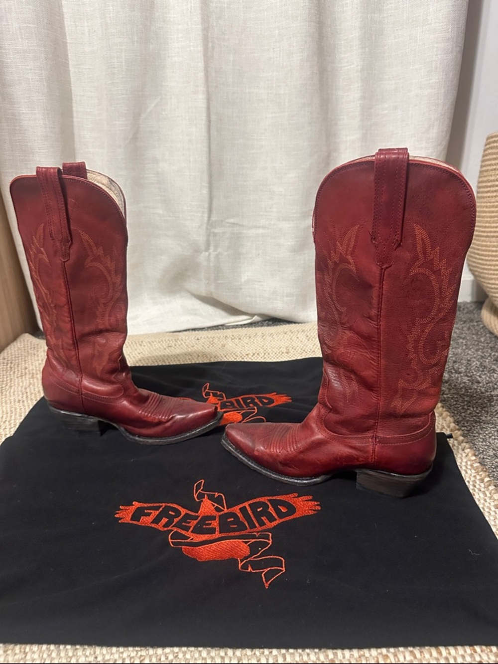 Freebird by Steven Red Leather Western Heeled Boots